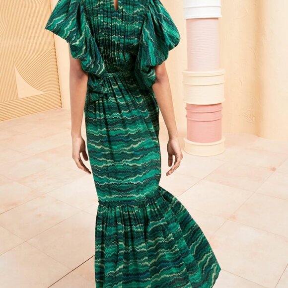 NWT ULLA JOHNSON Silk Ilaria Midi Dress in Peacock XS $850 - Picture 7 of 11